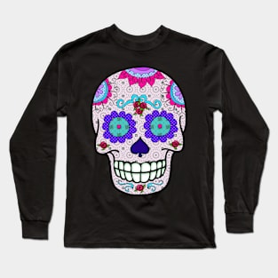 Day of the Dead Sugar Skull Purple Eyes Long Sleeve T-Shirt